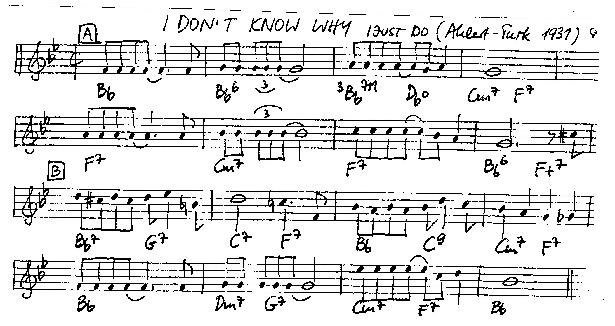 i don't know why free jazz leadsheet - Courtesy of the Jungle Jazz Band